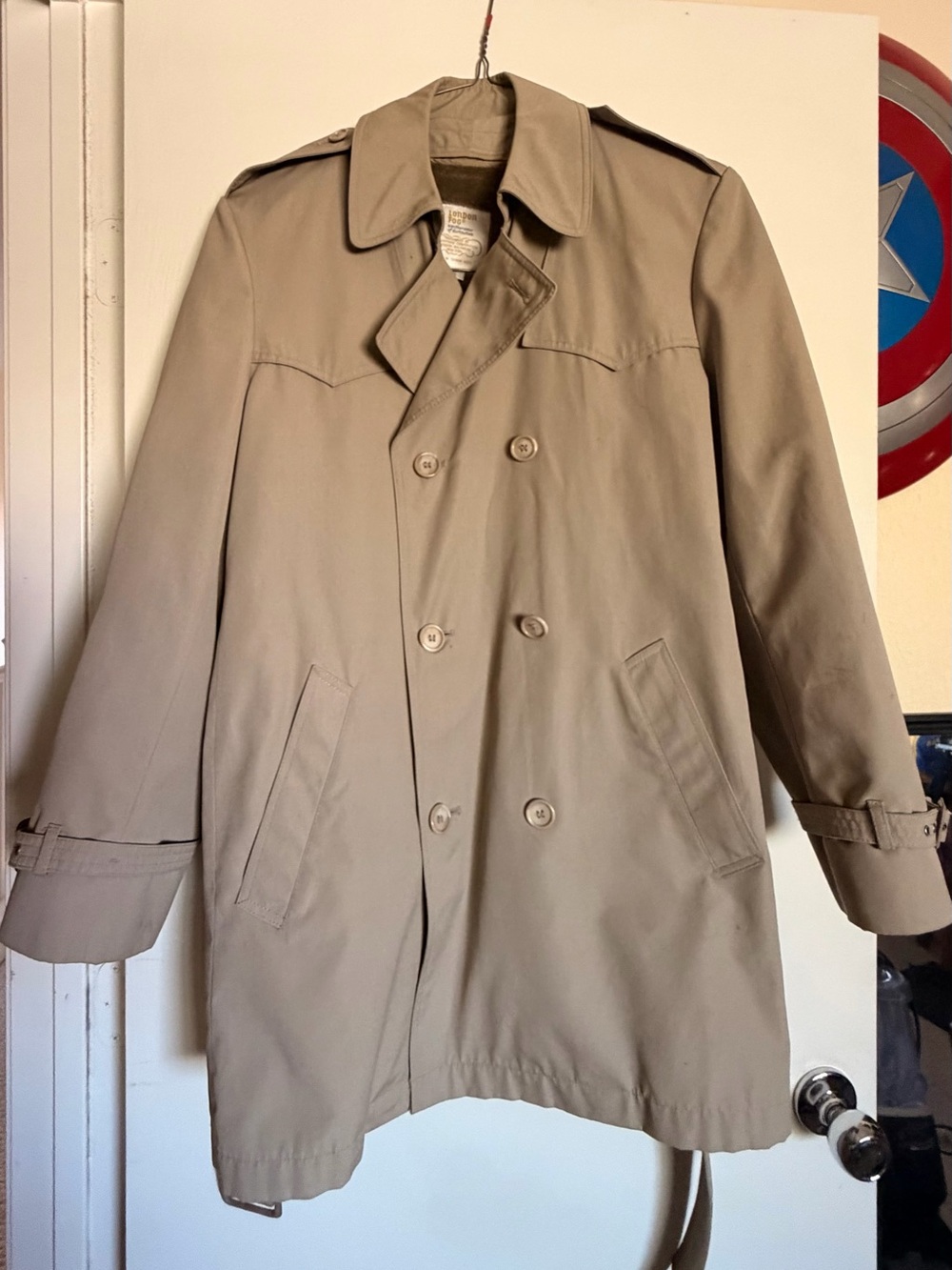 London Fog Men's Tan Double-Breasted Trench Coat